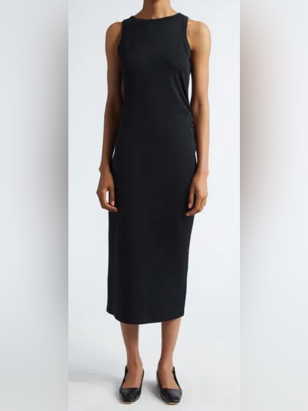 Vince Side Drape Pima Cotton Tank Black Dress NWOT Size Small